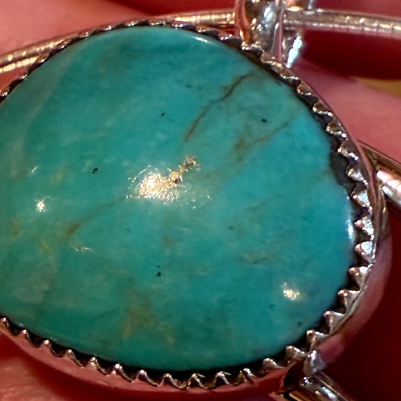 Navajo Turquoise & Sterling 925 Silver Necklace, Stamped & Signed - Picture 5 of 5